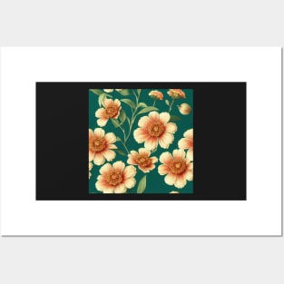 Bright Orange and Cream Flowers Posters and Art